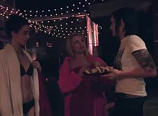 Bold Threesome Lesbian Action With Stunning Beauties Using Big White Strap On For Intense Pussy Licking