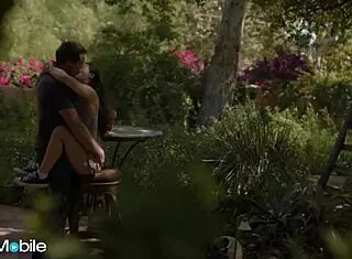 abbie maley and pierce paris embraced passionately in the secluded nature spot