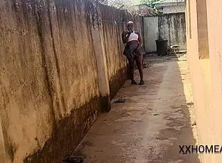 ebony slut with big ass gets caught masturbating outdoors in skirt and shorts showing wet pussy