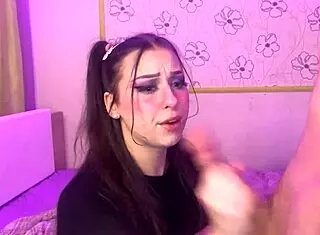 hardcore sloppy deepthroat with rough face fucking and big natural tits