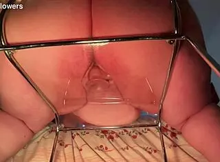 Big ass bbw rides huge dildo with creamy pussy in homemade solo toy session and ass shaking.