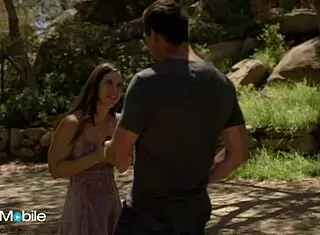 abbie maley and pierce paris embraced passionately in the secluded nature spot