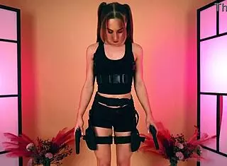 so i tried on these hot cosplay outfits like sexy bunny cheerleader kill bill and lara croft