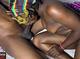 Passionate homemade sex with curvy ebony wife outdoors