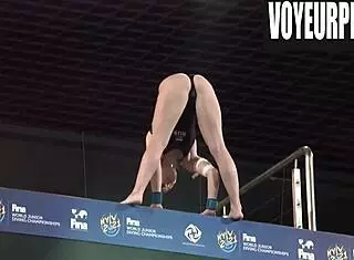 Womens high diving bikini legs candid