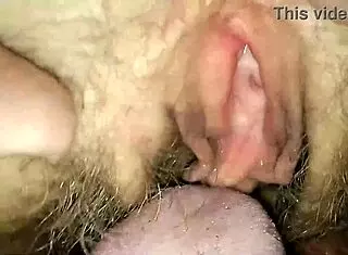 Pussylicking pov with mature hairy closeup