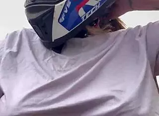 Motogirl from 99 picks up male passenger and asks him to rub her nipple tips while riding