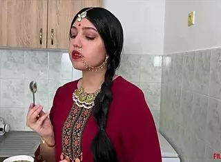 in this indian fantasy, the housewife bhabhi shows her shameless color while devar brings his shameless cock