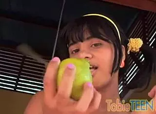 Tobie Teen 18+ Fingers Herself in Solo Scene with Petite Latina Brunette Teasing