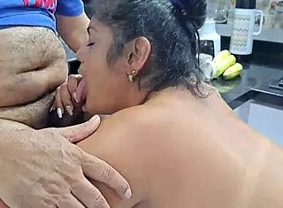 Aly Denali gives blowjob to husband in homemade video