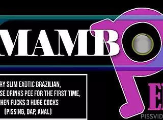 Very Slim Exotic Brazilian Karina Rose Drinks Pee First Time Fucks Three Huge Cocks