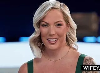 Blonde Hotwife Candice Holds Hubby Hand While Riding Monster BBC In Cowgirl