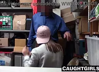 When officer catches cum craving Hayden Hennessy shoplifting he decides to fuck her hard in office with facial finish