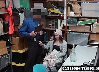 When officer catches cum craving Hayden Hennessy shoplifting he decides to fuck her hard in office with facial finish