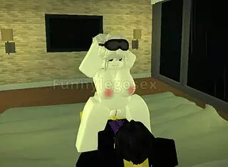hey, check this out - roblox yellow husband is riding and fucking his hot big tits wife in cowgirl style, what a wild sex session 😈