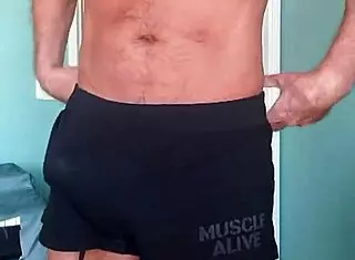 Pervy Papifachero Loves Feeling His Bulge in Muscle Alive Shorts So Nice and Soft the Cotton Feels Great Against Him