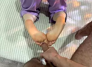 Hey, check how the stepmother's new pedicure leads to an amazing footjob for her stepson