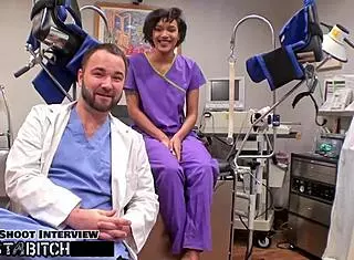 this student gets caught and then blasted with deepthroat face fucking, choking on cock while bent over in doggystyle behind the scenes