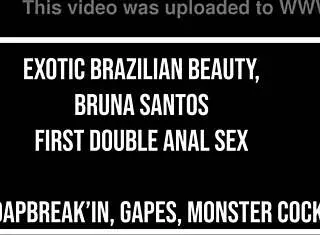 exotic brazilian beauty bruna santos experiences first double anal fuck with huge gapes and monster cocks