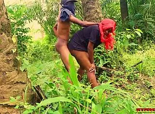 Naughty colledge babe fuck room mate in the bush during excorsion