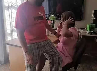 Brunette Amateur Plays With His Cock In Dress Showing Natural Tits At Home