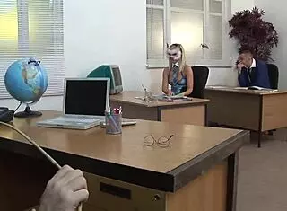 office turns into wild anal groupsexxx with costumes for passionate rough 3some quickie at work.