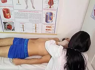 the nurse gets the patient's erection super hard during a wild hospital checkup