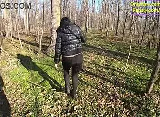 tight leather pants with no panties lead to wet surprise in car then rough forest blowjob 😜🌳