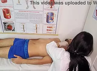 the nurse gets the patient's erection super hard during a wild hospital checkup