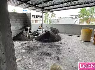 Sucking Pervert Construction Worker Big Cock on Site with Barefoot Domination and Dirty Talk