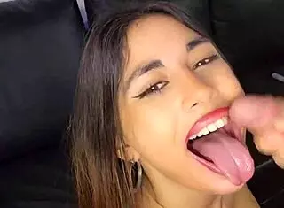 I suck my boss's cock hard until it ends up on my face