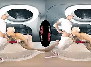 hey, let's dive into this wild threesome with blonde big tits deepthroat and pussy licking in space