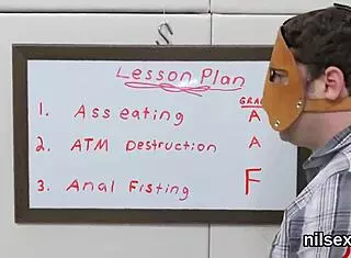 Sexy sweetie gets dragged to anal asylum for some awkward deepthroat and ass licking treatment!