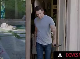 Oh man, I caught this hot customer masturbating, so I helped her out with deep rough pounding and choking!