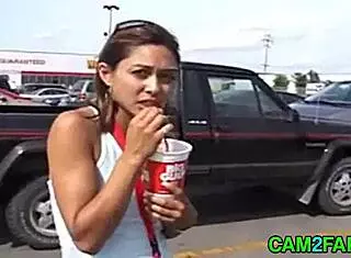 I love watching this cute teen with small tits get facialized after teasing her Latina girlfriend