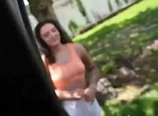 check out this horny brunette with big ass taking a wild ride on cock