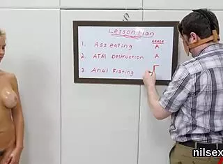 Sexy sweetie gets dragged to anal asylum for some awkward deepthroat and ass licking treatment!