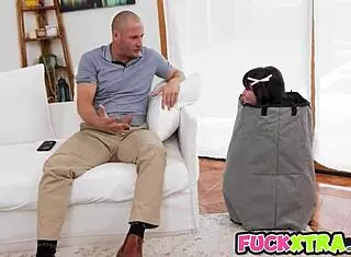 cute teen 18+ sets up shy kissing game for daddy on fathers day