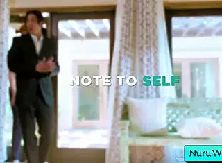 sexy blonde masseuse with big tits and ass explains nuru massage to her client.