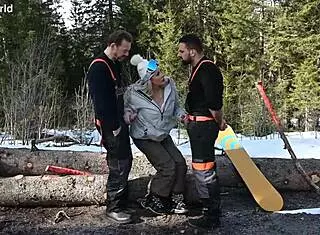 sexy snowboarder brittany bardot invites lumberjacks for dp threesome gp2970