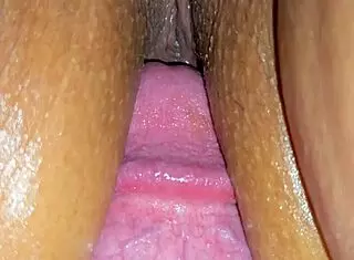 Sexy Latina wife shows tight pussy in close up. She gets wet and creamy during missionary pounding.