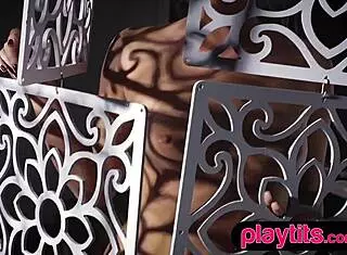 Petite blonde Canadian beauty removes lingerie to show perky tits and bubble butt in solo striptease