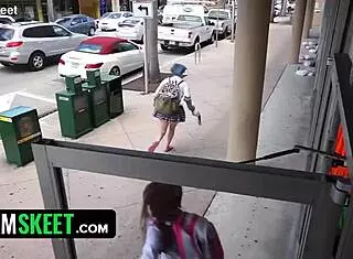 Officer Mancini conducts a thorough strip search on mall thief Indica, fingering her wet pussy and teaching her a deep cock sucking lesson in the office