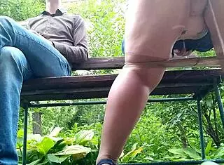 Curvy Milf In Pantyhose Peeing Next To Me In Park View From Below