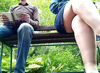 Curvy Milf In Pantyhose Peeing Next To Me In Park View From Below