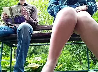 Curvy Milf In Pantyhose Peeing Next To Me In Park View From Below