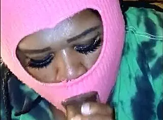 Amateur Babe Blows Bubbles with Cum After Sucking Big Black Cock Sloppily in Close Up POV