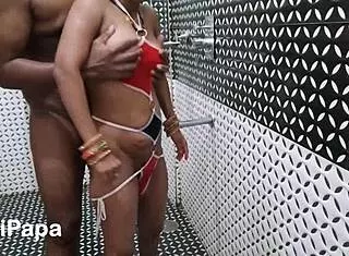 Indian Wife Stripped Naked in Bathroom Bent Down for Hard Fucking!
