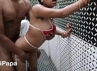 Indian Wife Stripped Naked in Bathroom Bent Down for Hard Fucking!