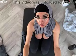 Muslim Aaliyah Yasin gets caught by housemate and receives facial cumshot
